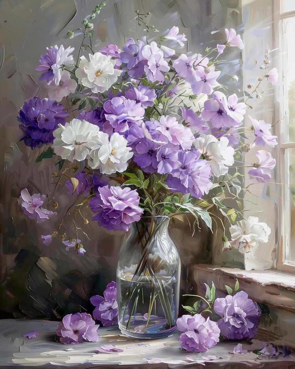 Paint by Number for Adults Beginner Students Canvas ONLY,Ideal Gift Choice for Festival, DIY Acrylic Painting Kit for Room Decor (Purple Flowers)